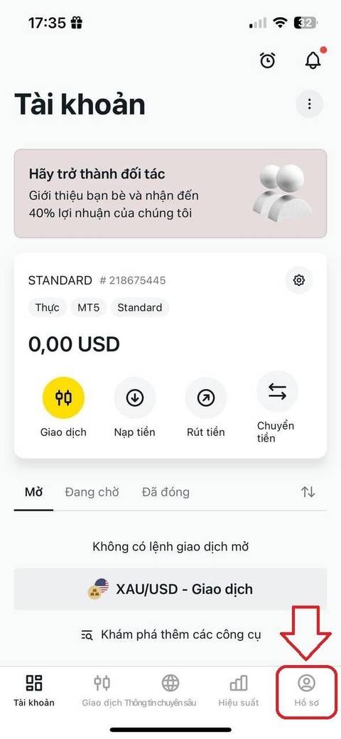 Chuyển tài khoản cũ về liên kết — bước 1