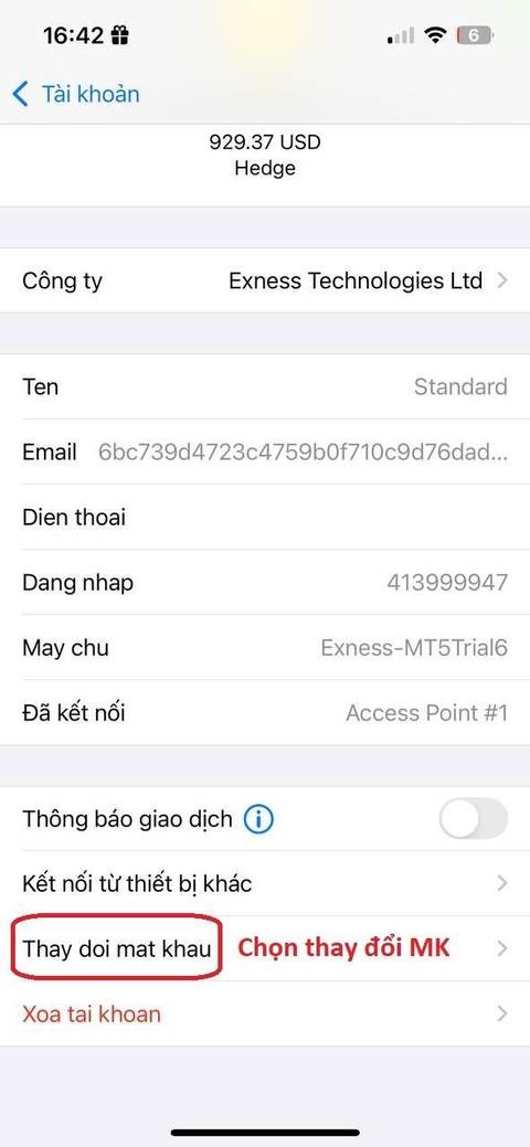 Đổi passview — bước 3