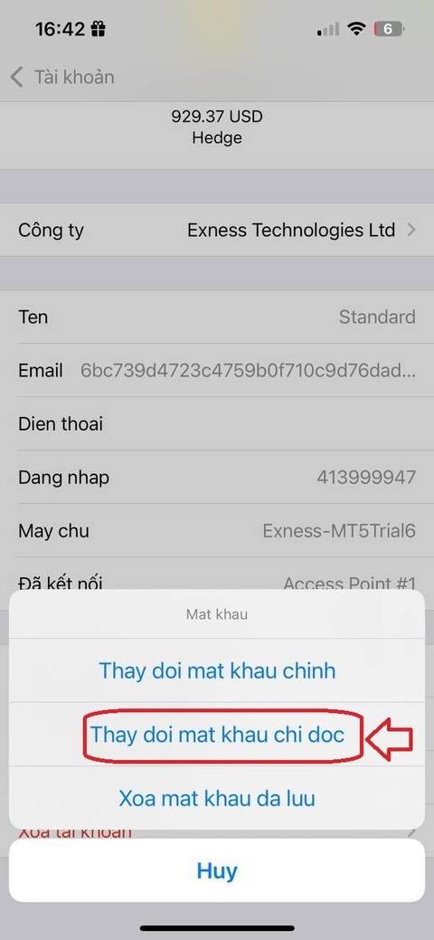 Đổi passview — bước 4