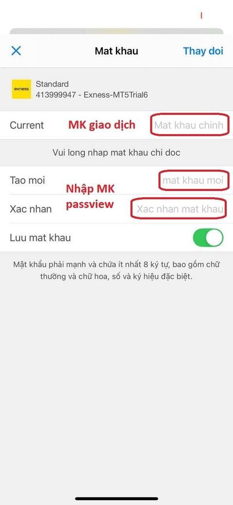 Đổi passview — bước 5