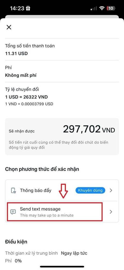 Rút tiền — bước 4