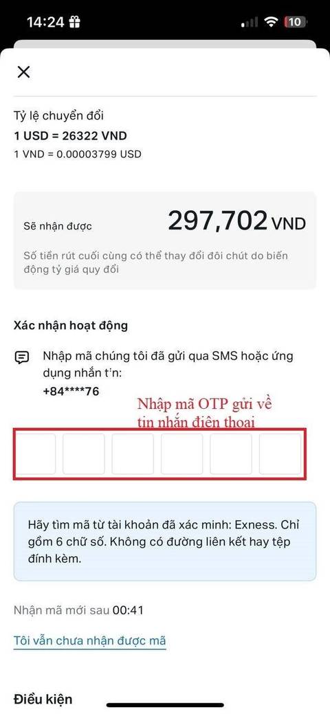 Rút tiền — bước 5