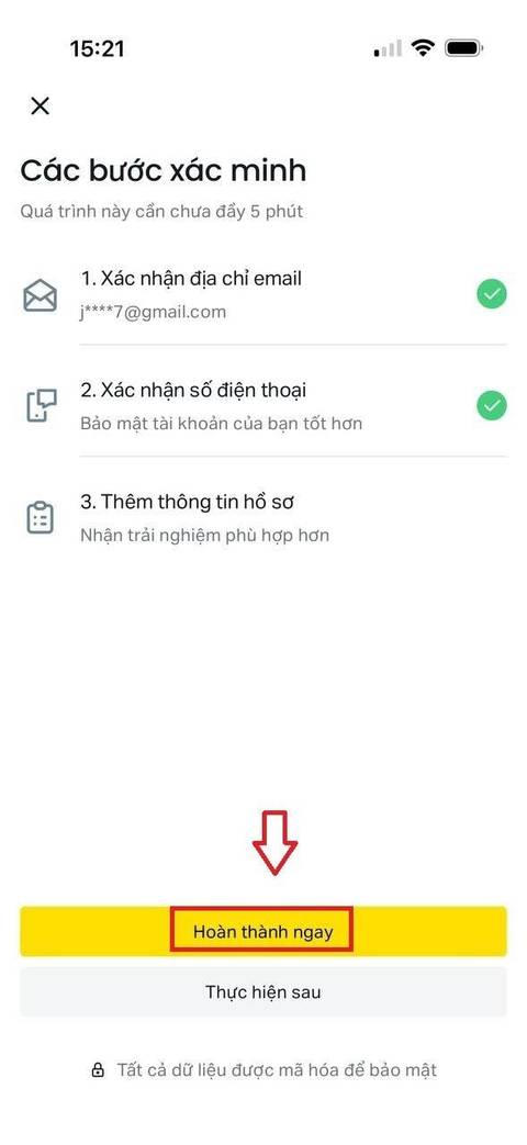 Tạo tài khoản — bước 11