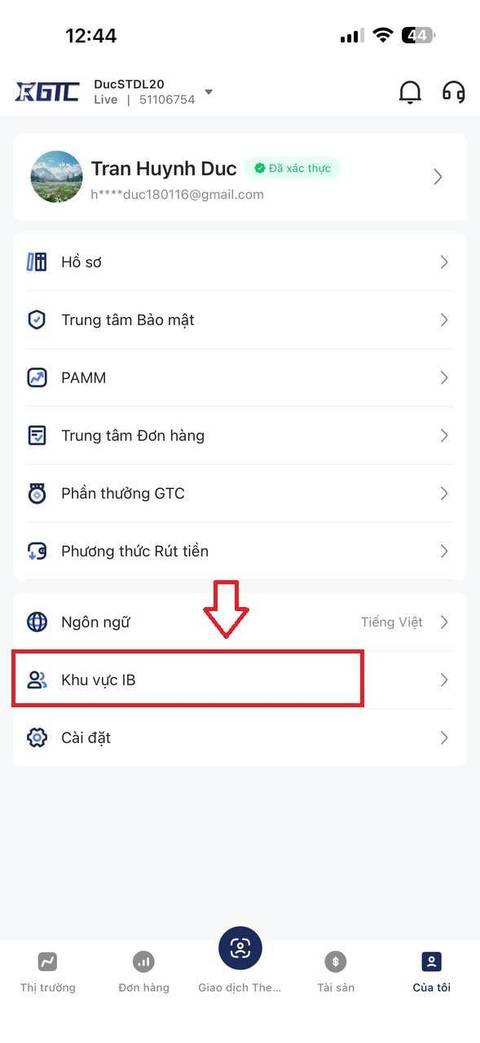 Lấy liên kết IB cho khách — bước 2