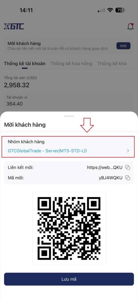 Lấy liên kết IB cho khách — bước 4