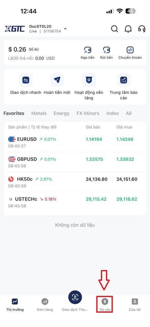 Nạp tiền — bước 1