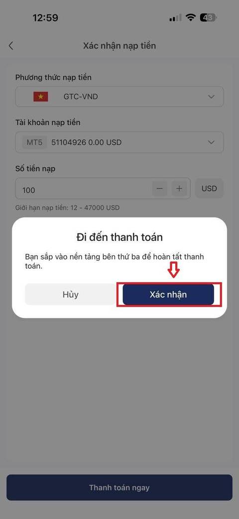 Nạp tiền — bước 5