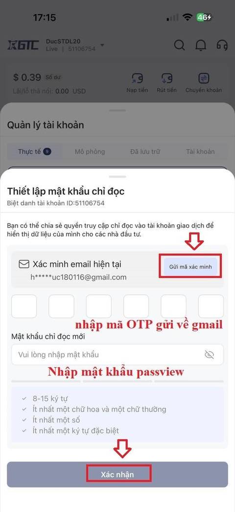 Đổi passview — bước 4