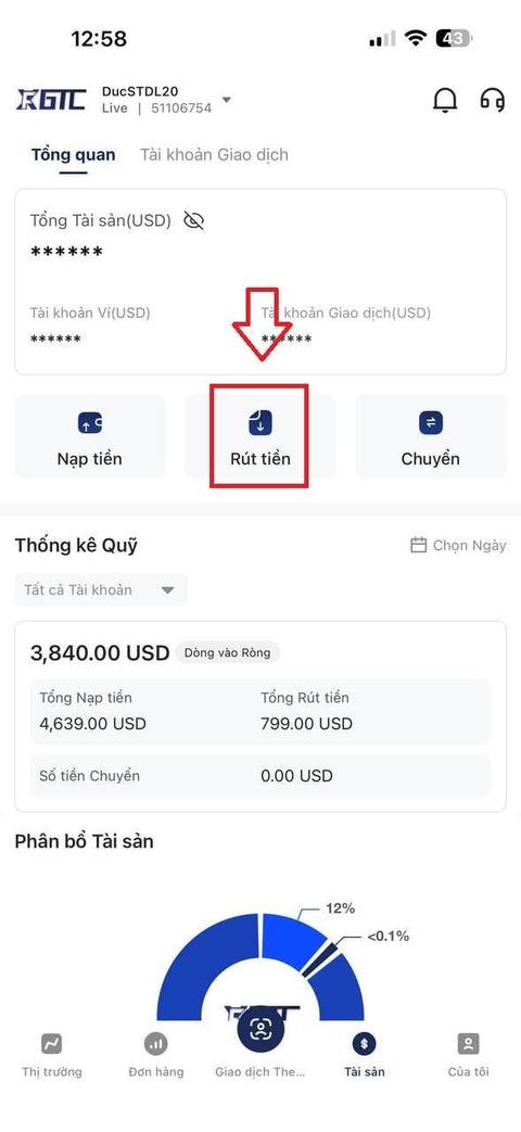Rút tiền — bước 2