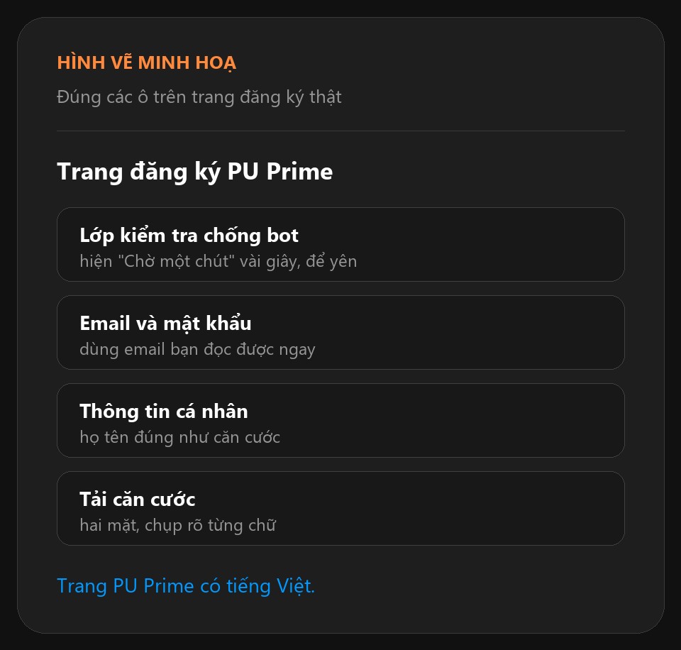 Tạo tài khoản — bước 2