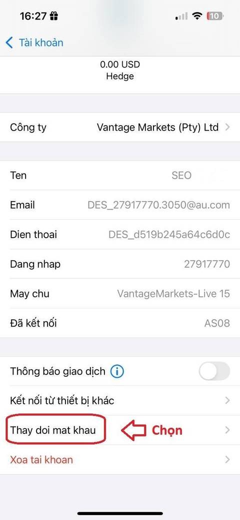 Đổi passview — bước 3