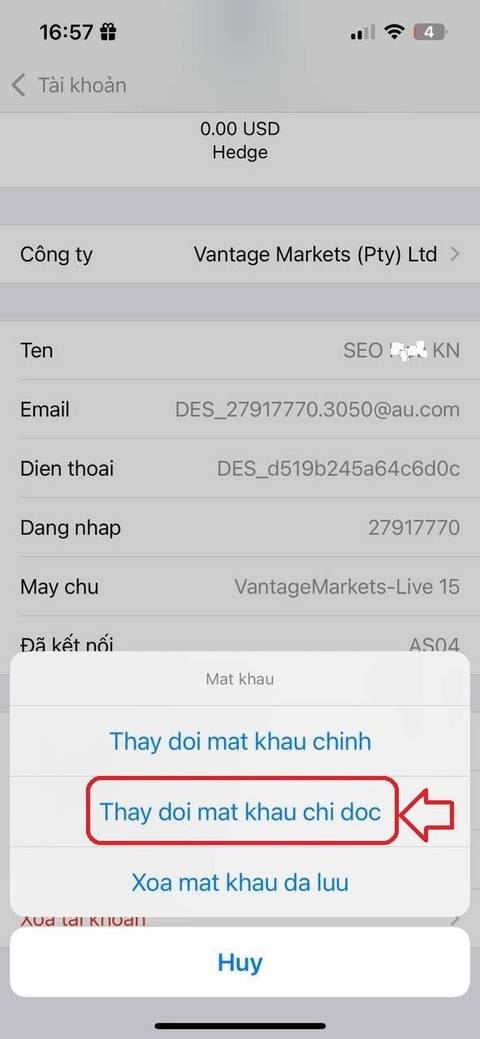 Đổi passview — bước 4