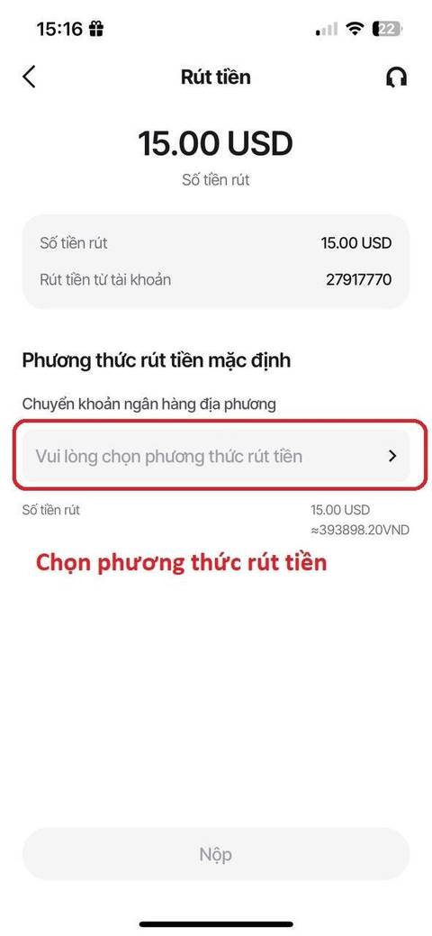 Rút tiền — bước 4
