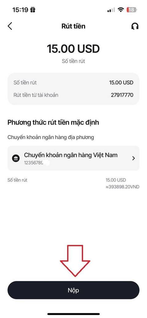 Rút tiền — bước 7