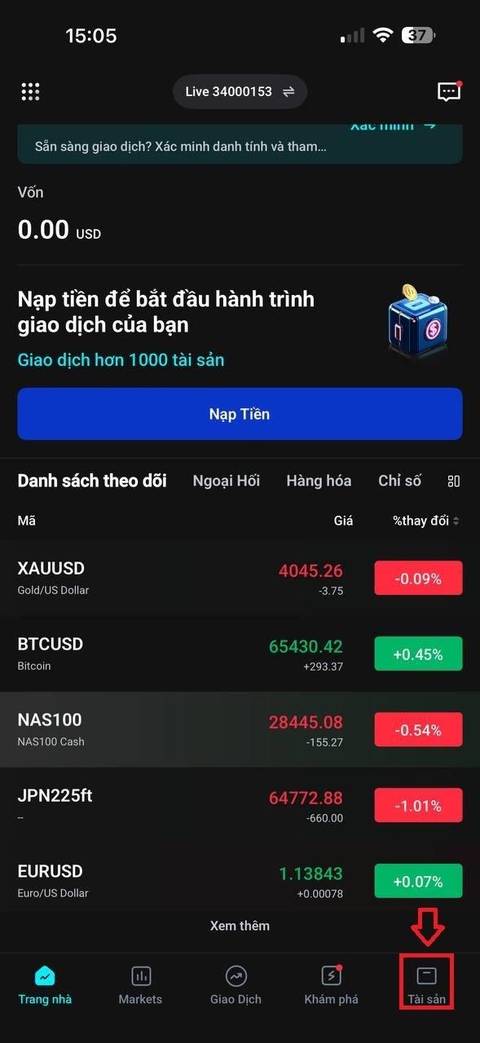 Nạp tiền — bước 1