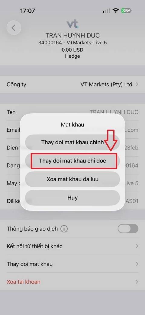 Đổi passview — bước 3