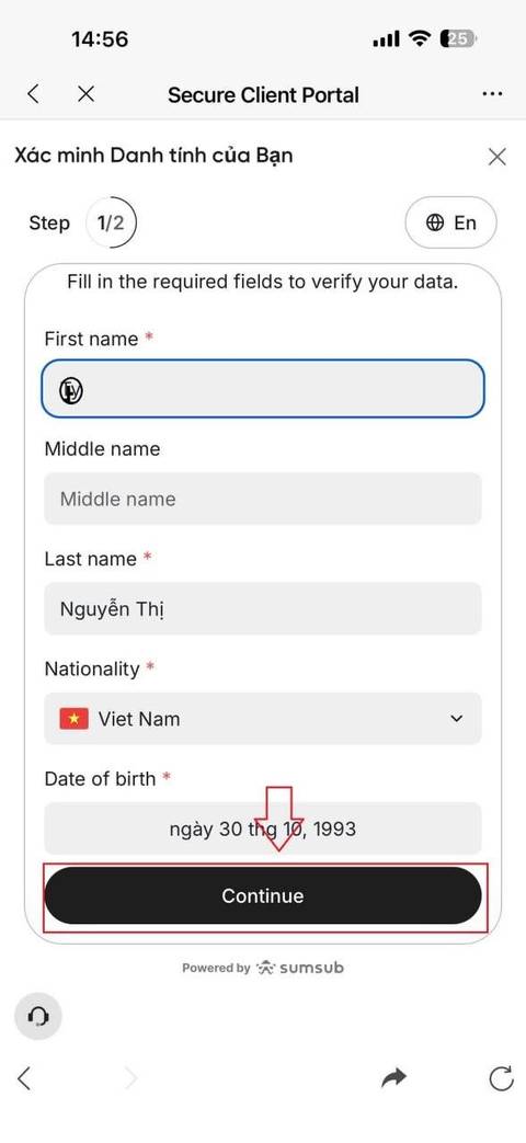 Tạo tài khoản — bước 7